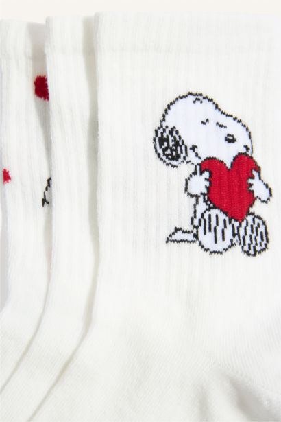 Snoopy Lisanslı Pamuklu 3'Lü Çorap