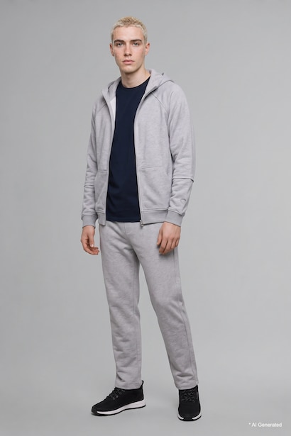 Boxy Fit Hooded Zip-Up Sweatshirt