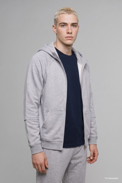 Boxy Fit Hooded Zip-Up Sweatshirt