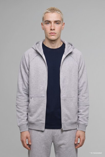 Boxy Fit Hooded Zip-Up Sweatshirt