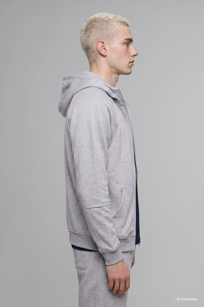 Boxy Fit Hooded Zip-Up Sweatshirt