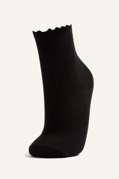 23 Nisan Çocuk Bayramı Fırfırlı 3'lü Pamuklu Uzun Çorap Kız Çocuk