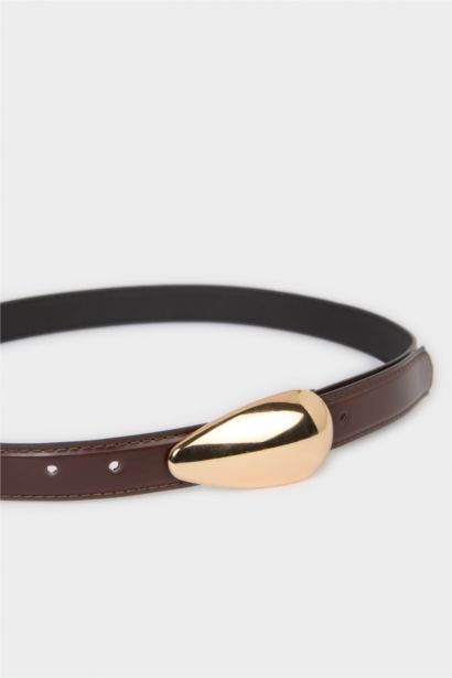 Kadın Dikdörtgen Toka Suni Deri Günlük Kemer