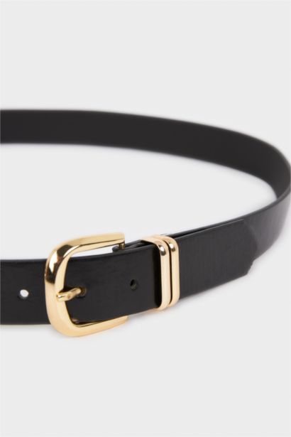 Kadın Dikdörtgen Toka Suni Deri Günlük Kemer