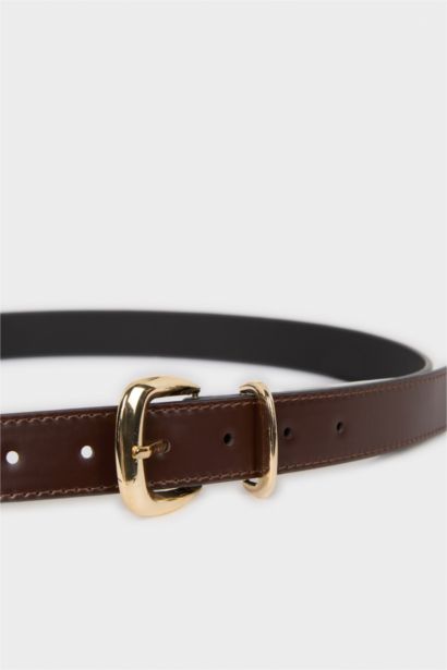 Kadın Dikdörtgen Toka Suni Deri Günlük Kemer