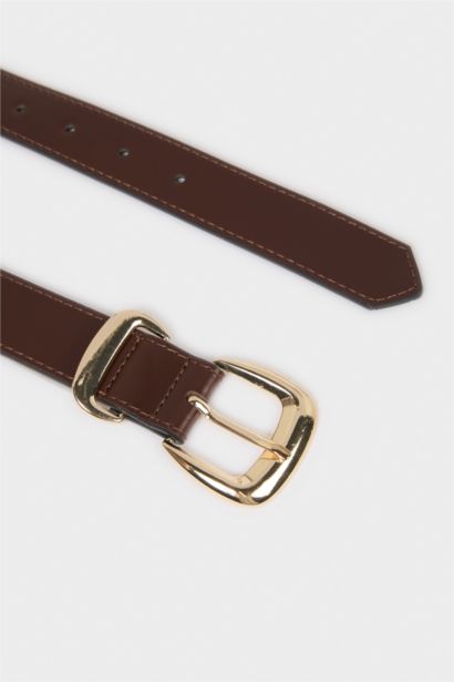 Kadın Dikdörtgen Toka Suni Deri Günlük Kemer