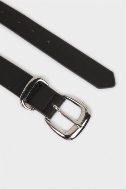 Kadın Dikdörtgen Toka Suni Deri Günlük Kemer