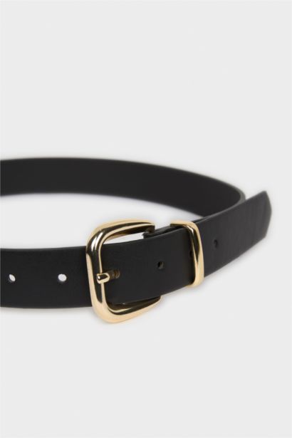 Kadın Dikdörtgen Toka Suni Deri Günlük Kemer