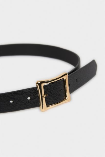 Kadın Dikdörtgen Toka Suni Deri Günlük Kemer