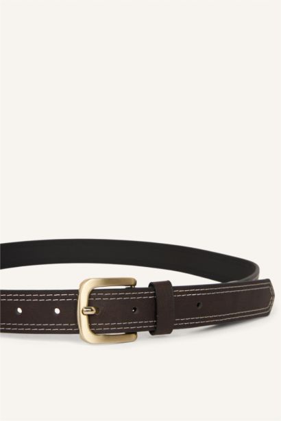 Kadın Dikdörtgen Toka Suni Deri Günlük Kemer