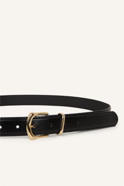 Kadın Dikdörtgen Toka Suni Deri Günlük Kemer