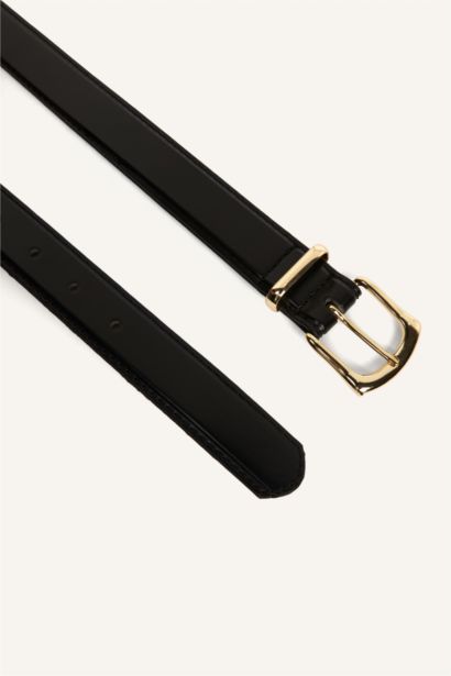 Kadın Dikdörtgen Toka Suni Deri Günlük Kemer