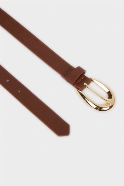 Kadın Oval Toka Suni Deri Günlük Kemer