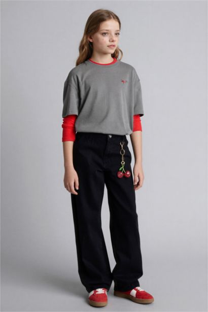 تيشيرت بناتي نص كم قصة عادية بطبعة فاكهة