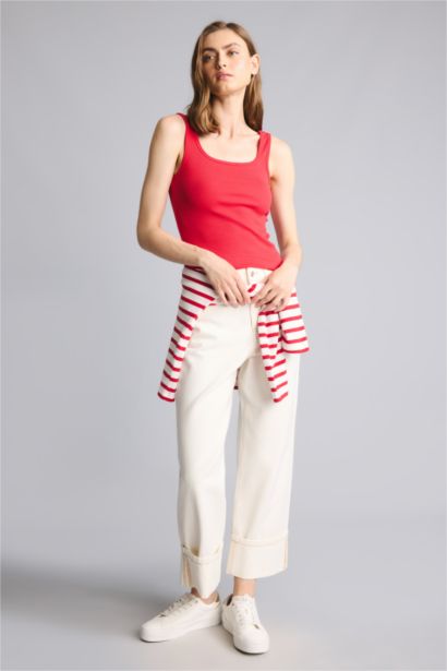 Slim Fit Basic Camisole Round Collar Tank Top