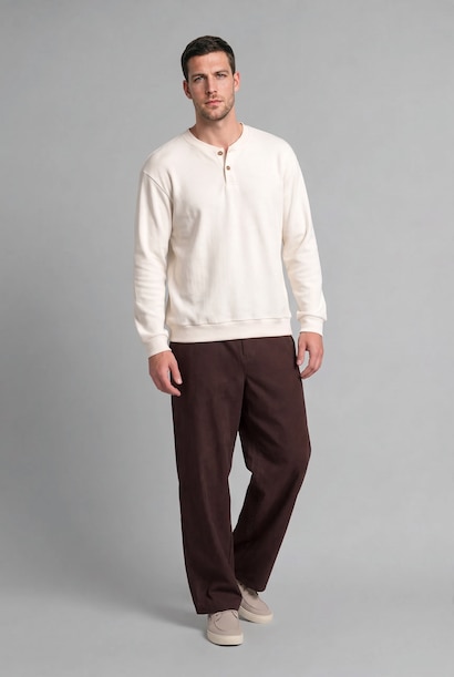 %100 Pamuk Regular Fit Uzun Kollu Basic Sweatshirt