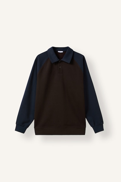 Regular Fit Polo Yaka Basic Sweatshirt