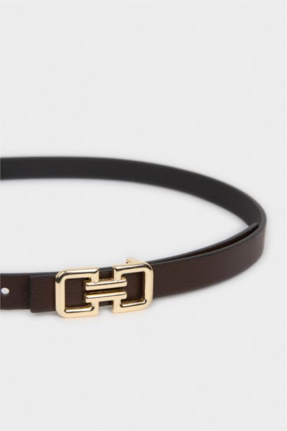 Kadın Dikdörtgen Toka Suni Deri Günlük Kemer