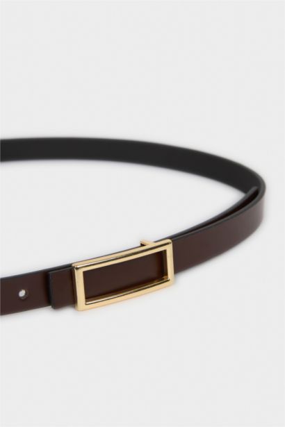 Kadın Dikdörtgen Toka Suni Deri Günlük Kemer