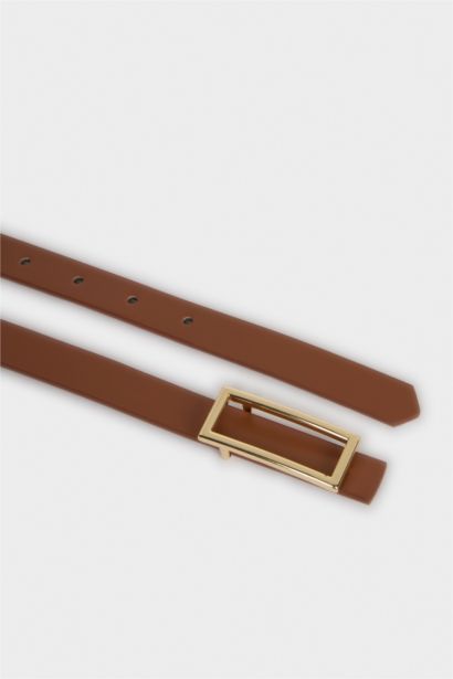 Kadın Dikdörtgen Toka Suni Deri Günlük Kemer