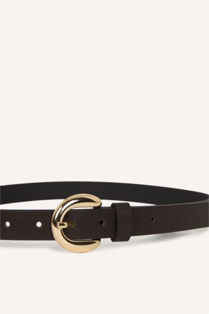 Kadın Oval Toka Suni Deri Günlük Kemer