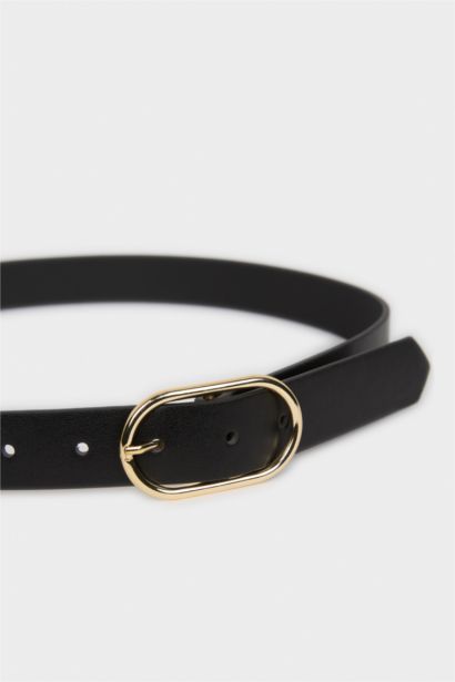 Kadın Oval Toka Suni Deri Günlük Kemer