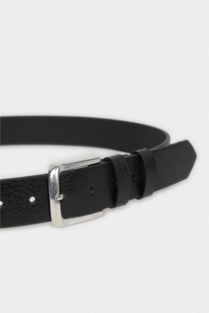 Erkek Dikdörtgen Toka Suni Deri Jean Kemeri