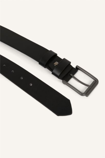 Erkek Dikdörtgen Toka Suni Deri Jean Kemeri