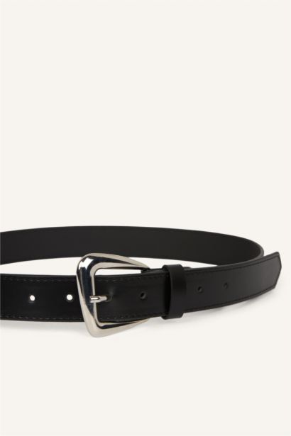 Kadın Dikdörtgen Toka Suni Deri Günlük Kemer