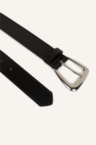 Kadın Dikdörtgen Toka Suni Deri Günlük Kemer