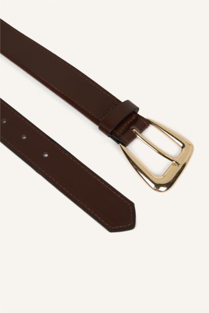 Kadın Dikdörtgen Toka Suni Deri Günlük Kemer