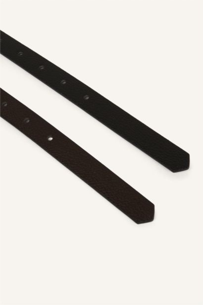 Kadın Oval Toka 2'li Suni Deri Kemer 