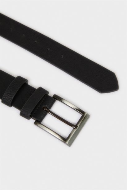 Erkek Dikdörtgen Toka Suni Deri Jean Kemeri