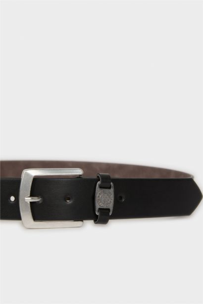 Erkek Dikdörtgen Toka Suni Deri Jean Kemeri