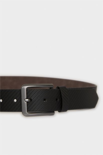 Erkek Dikdörtgen Toka Suni Deri Jean Kemeri