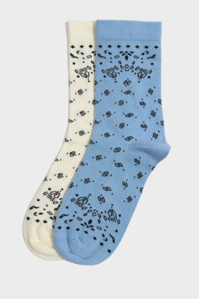 Kadın Dikişsiz 2'li Pamuklu Uzun Çorap