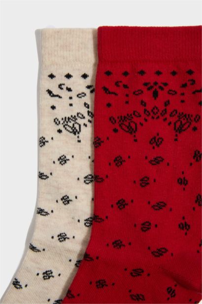 Kadın Dikişsiz 2'li Pamuklu Uzun Çorap