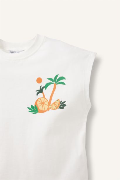 Crew Neck Palm Tree Pattern Tank Top Baby Boys