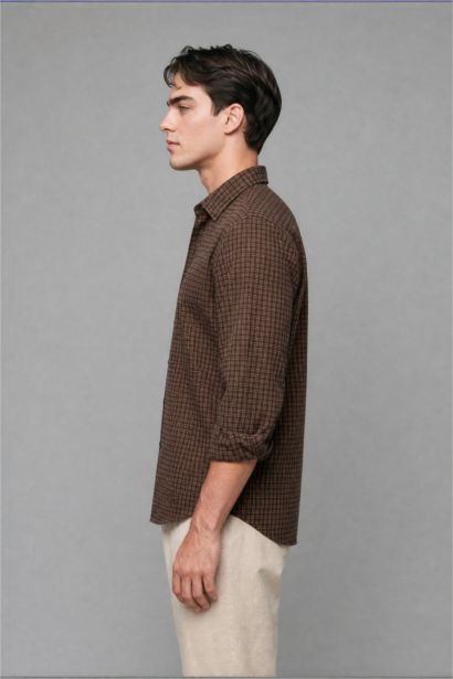 Regular Fit Linen Blended Long Sleeve Shirt