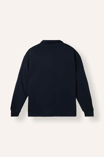 Relax Fit Polo Yaka Basic Sweatshirt