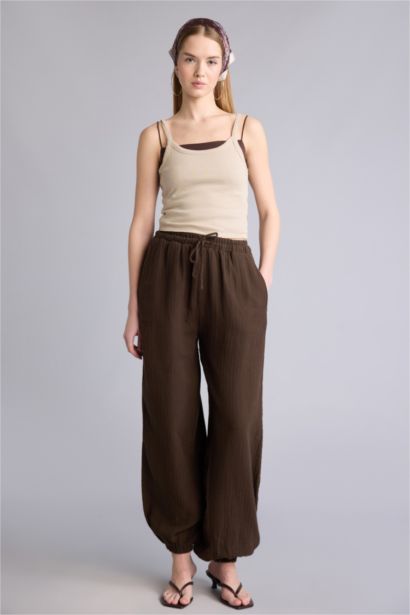 Balloon Fıt Normal Bel Müslin Pantolon