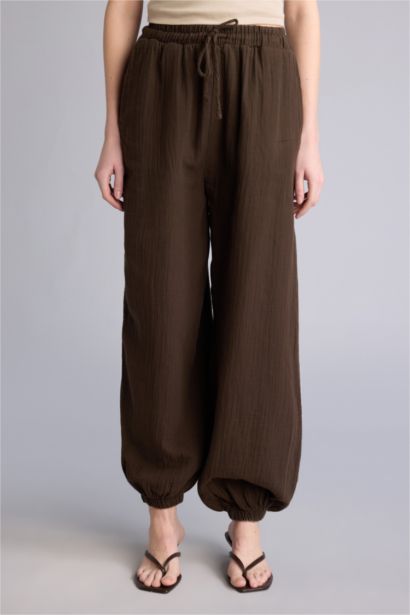 Balloon Fıt Normal Bel Müslin Pantolon