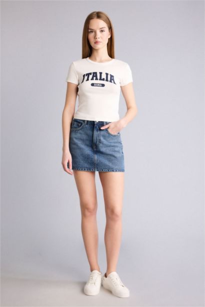 Fıtted Baskılı Ribana Tişört