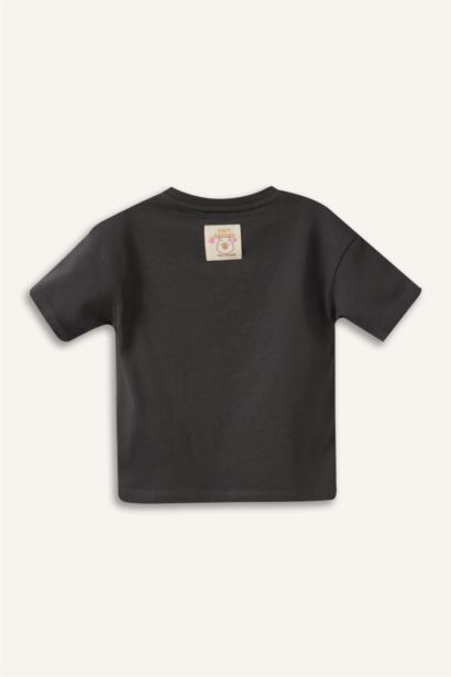 Kısa kollu Penye Kumaş Baskılı Tişört Kız Bebek