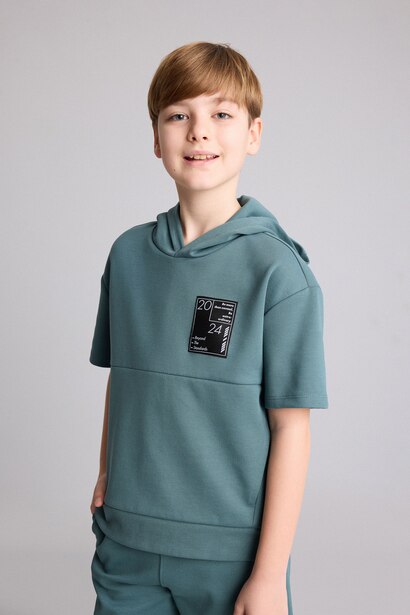 Boy Hooded T-Shirt Shorts 2 Piece Set