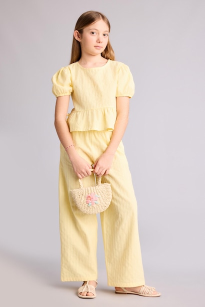 Girl Wide Leg Cotton Trousers