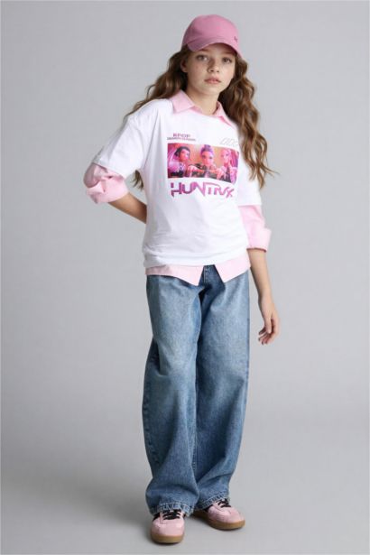 Kpop - Demon Hunters Oversıze Bisiklet Yaka Kısa Kollu Tişört Kız Çocuk