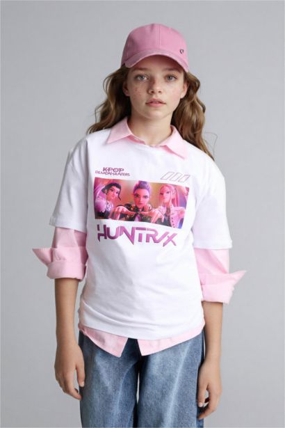 Kpop - Demon Hunters Oversıze Bisiklet Yaka Kısa Kollu Tişört Kız Çocuk