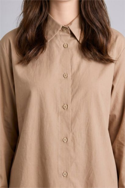 Tunique beige à manches longues en voile Coupe régulière