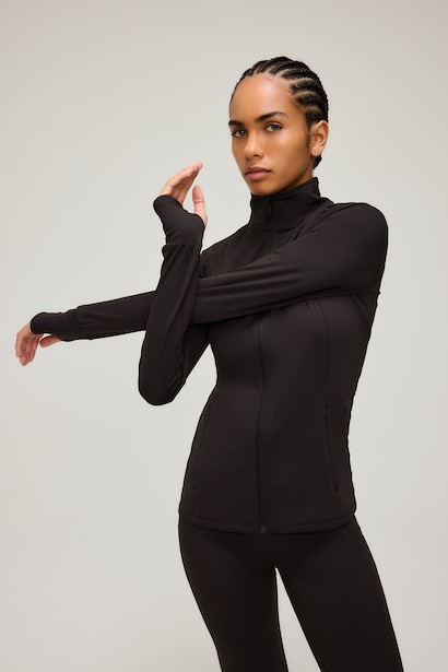 Zip-up Fitted High Neck Cardigan